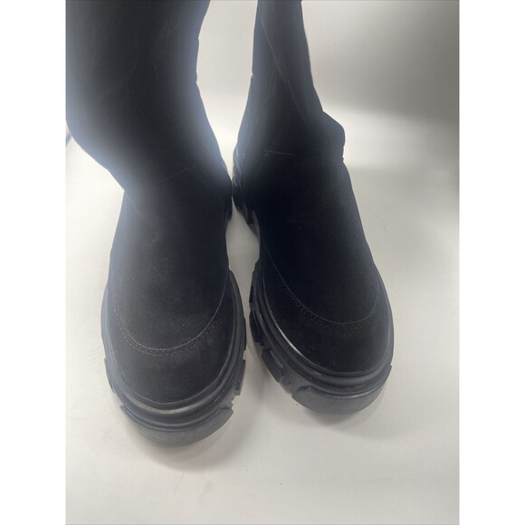 Farm Rio Back Embrodery Ribbon Black Suede Tall Boots Sz 6 New W/O Tags - Picture 9 of 11